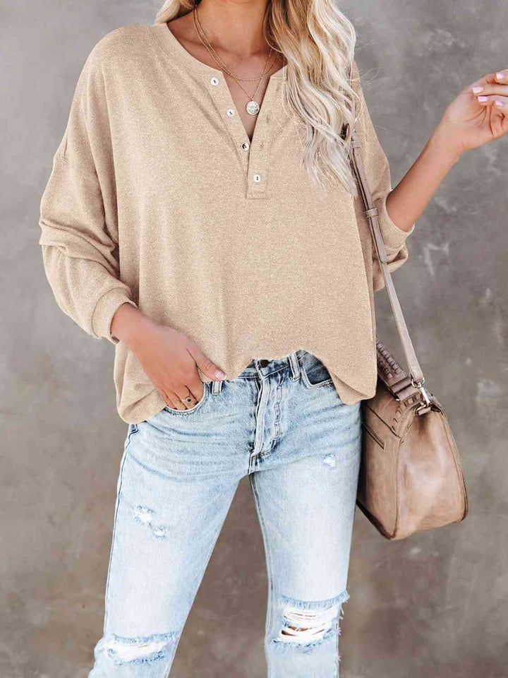 Buttoned Drop Shoulder Top | 1mrk.com