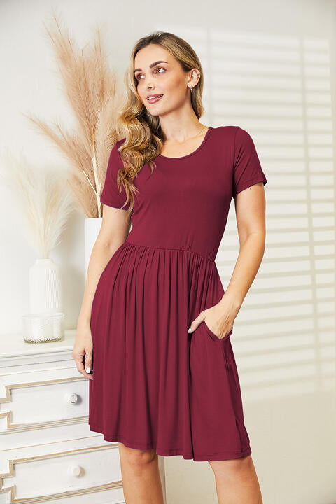 Ninexis Full Size Short Sleeve Dress with Pockets | 1mrk.com