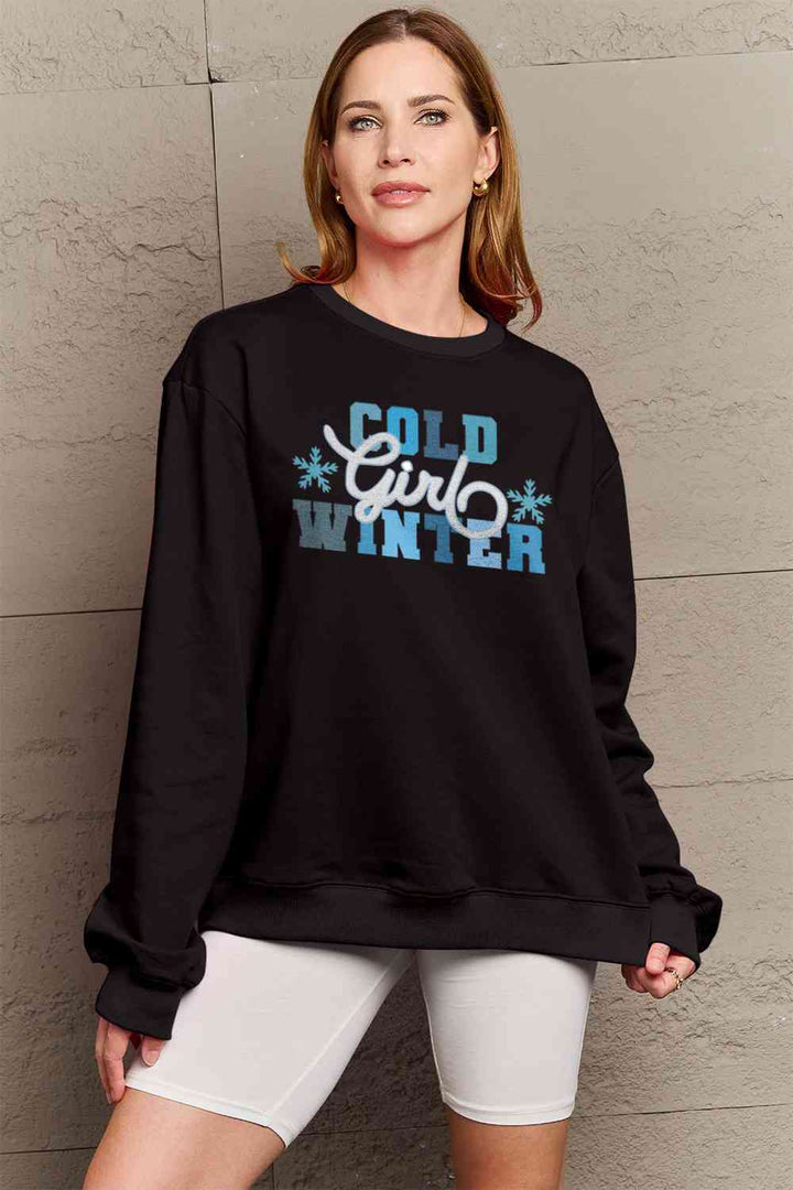 Simply Love Full Size COLD WINTER Graphic Long Sleeve Sweatshirt |1mrk.com