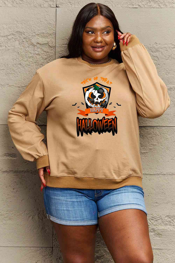 Simply Love Full Size TRICK OR TREAT HAPPY HALLOWEEN Graphic Sweatshirt |1mrk.com