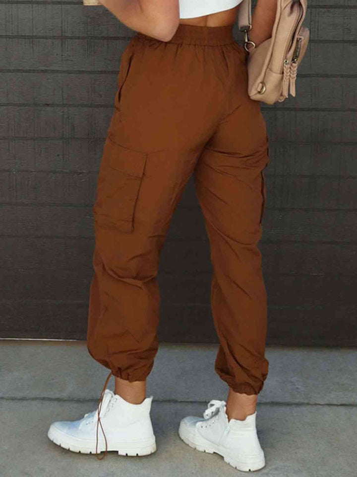High Waist Drawstring Pants with Pockets | 1mrk.com