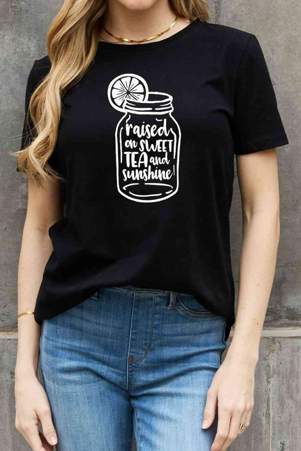 Simply Love Full Size RAISED ON SWEET TEA AND  SUNSHINE Graphic Cotton Tee | 1mrk.com