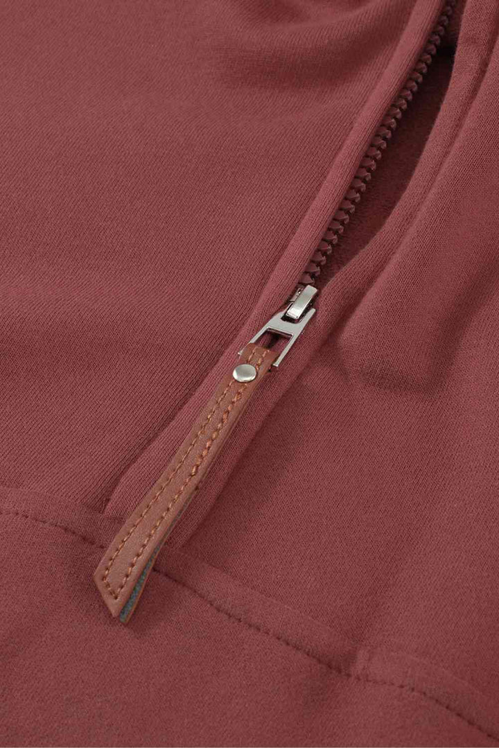 Half Zip Patch Pocket Drawstring Hoodie | 1mrk.com