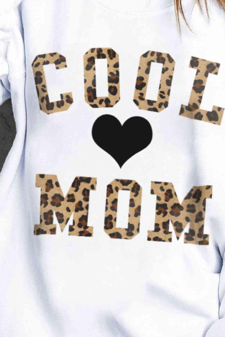 COOL MOM Heart Graphic Round Neck Sweatshirt |1mrk.com