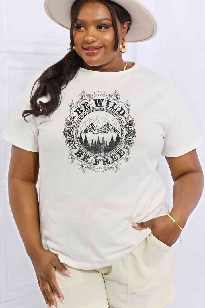 Simply Love Full Size BE WILD BE FREE Graphic Cotton T-Shirt | 1mrk.com