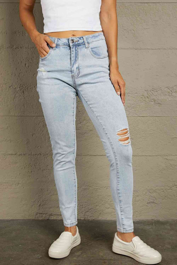 Baeful Ankle-Length Distressed Jeans with Pockets | 1mrk.com