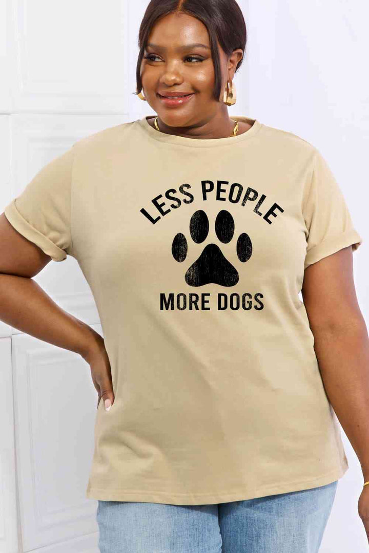 Simply Love Full Size LESS PEOPLE MORE DOGS Graphic Cotton Tee | 1mrk.com