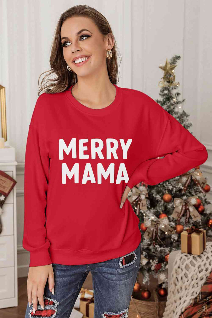 MERRY MAMA Graphic Round Neck Sweatshirt |1mrk.com