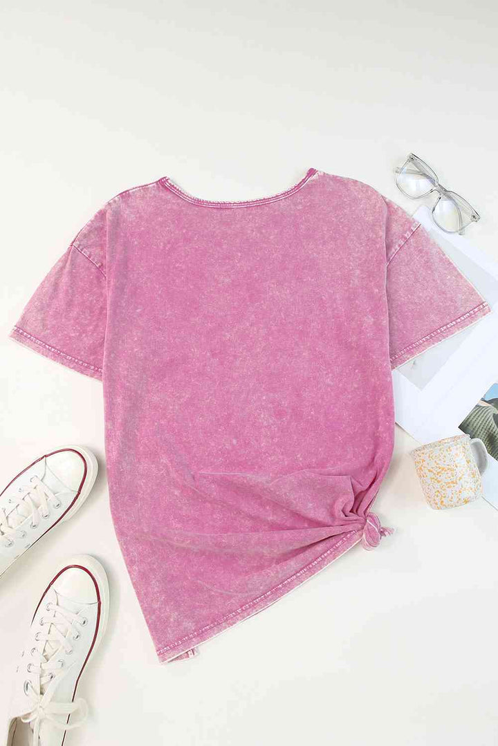 Mineral Wash Star Print Dropped Shoulder Tunic T-Shirt | 1mrk.com