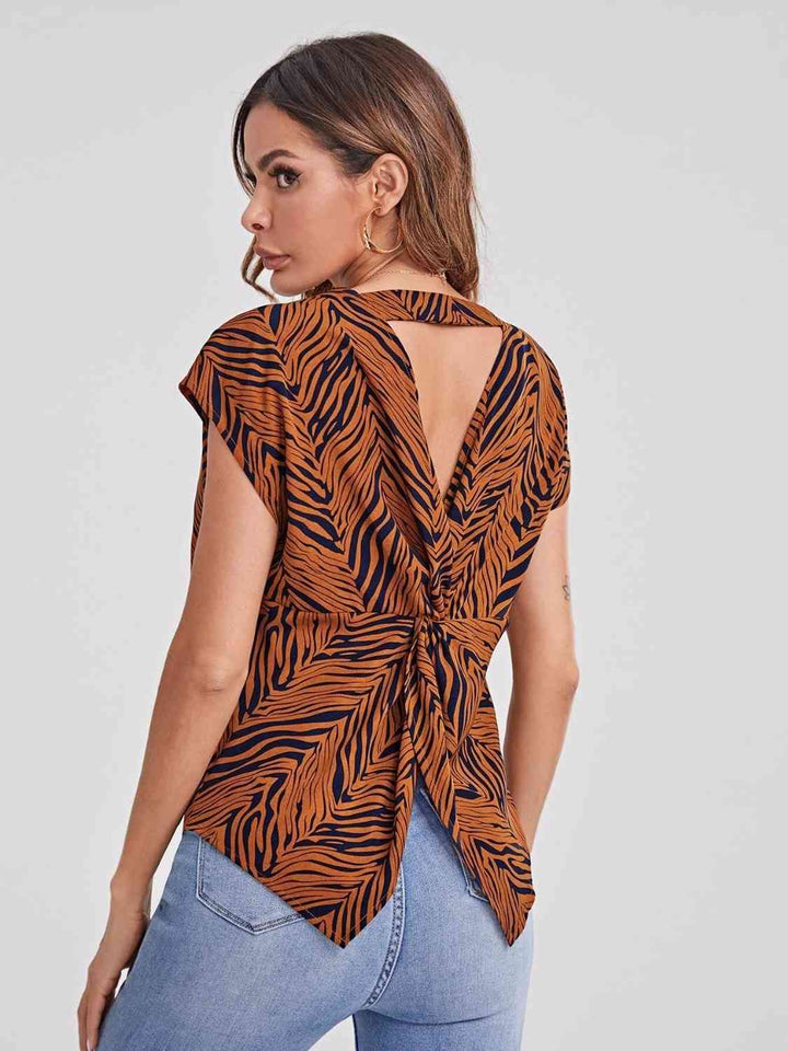 Twisted Open Back Blouse | 1mrk.com