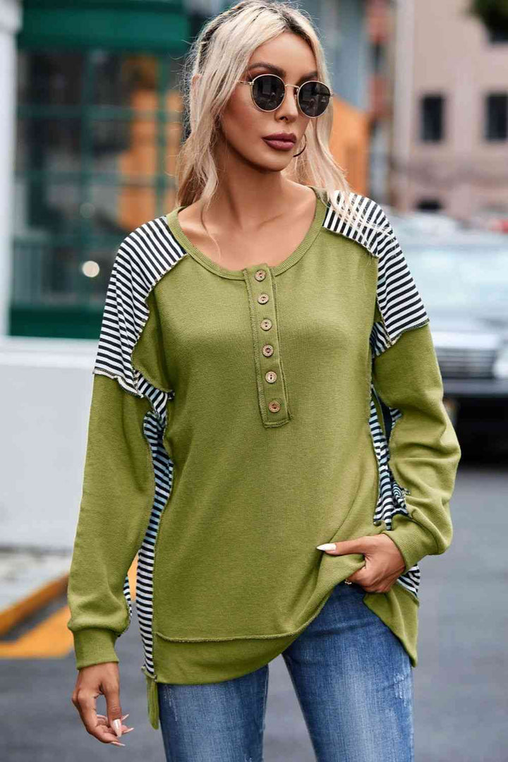 Out Seamed Half Button Up Sweatshirt |1mrk.com