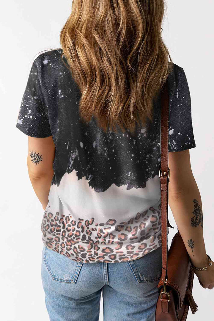 Mixed Print Round Neck Short Sleeve T-Shirt | 1mrk.com