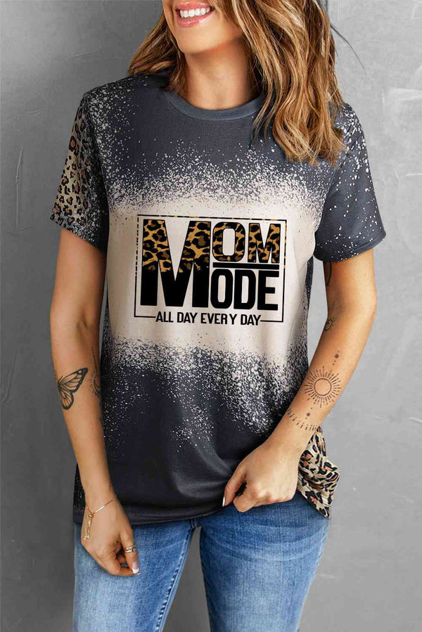 Graphic Leopard Round Neck Tee Shirt | 1mrk.com