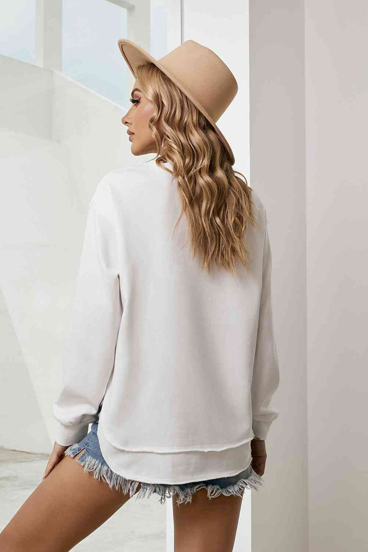 Side Slit Drop Shoulder Sweatshirt |1mrk.com