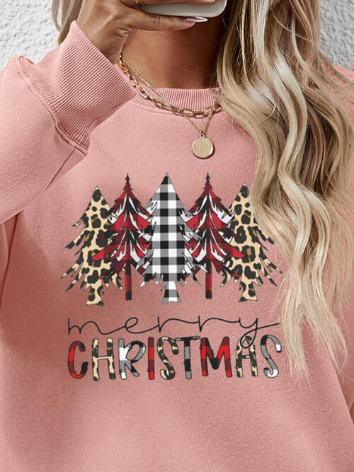 MERRY CHRISTMAS Round Neck Long Sleeve Sweatshirt |1mrk.com