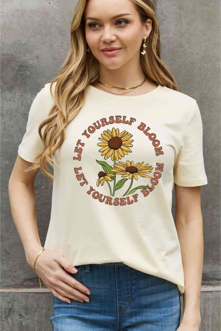 Simply Love Full Size LET YOURSELF BLOOM Graphic Cotton Tee | 1mrk.com