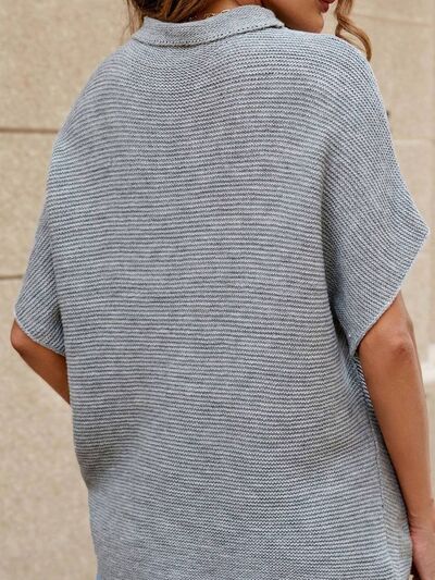 Mock Neck Short Sleeve Sweater |1mrk.com