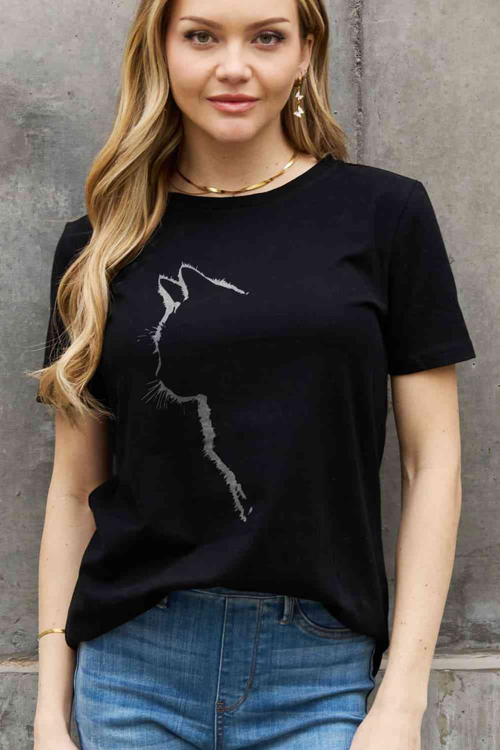 Simply Love Full Size Cat Graphic Cotton Tee | 1mrk.com