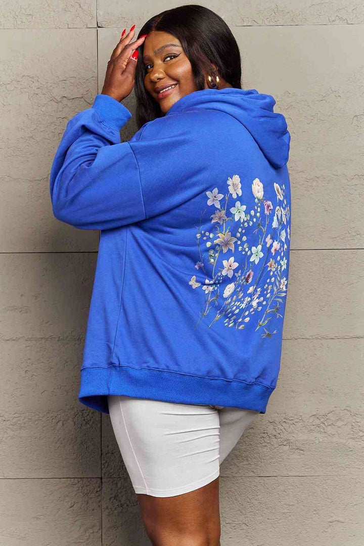 Simply Love Simply Love Full Size Flower Graphic Dropped Shoulder Hoodie | 1mrk.com