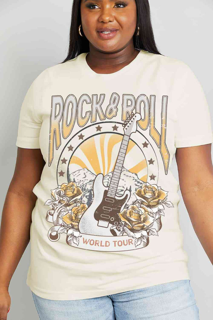 Simply Love Simply Love Full Size ROCK & ROLL WORLD TOUR Graphic Cotton Tee | 1mrk.com