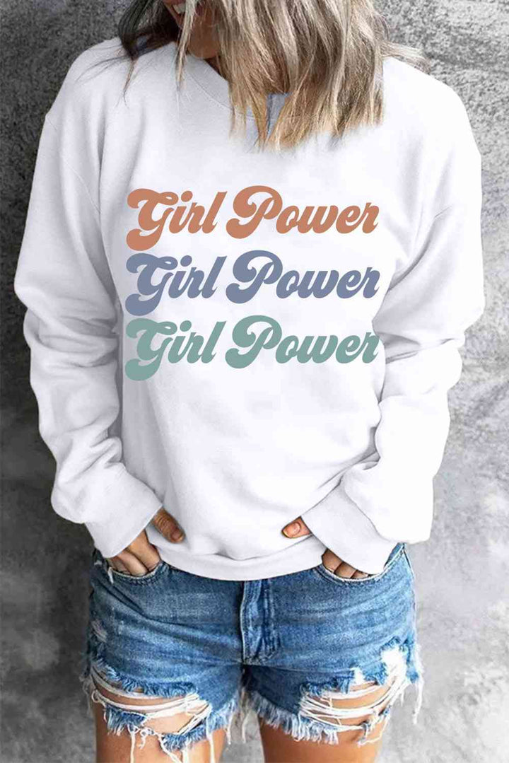 GIRL POWER Graphic Dropped Shoulder Sweatshirt |1mrk.com