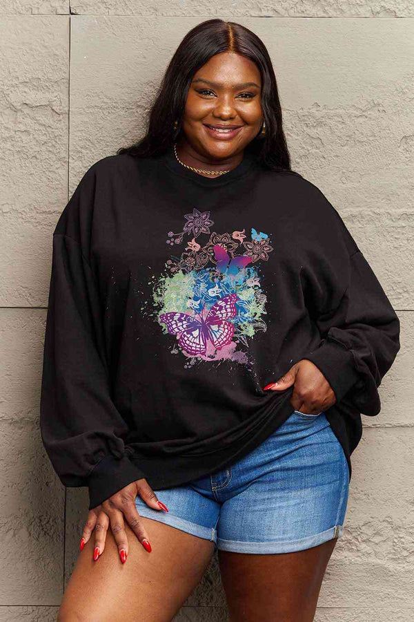 Simply Love Simply Love Full Size Butterfly Graphic Sweatshirt |1mrk.com