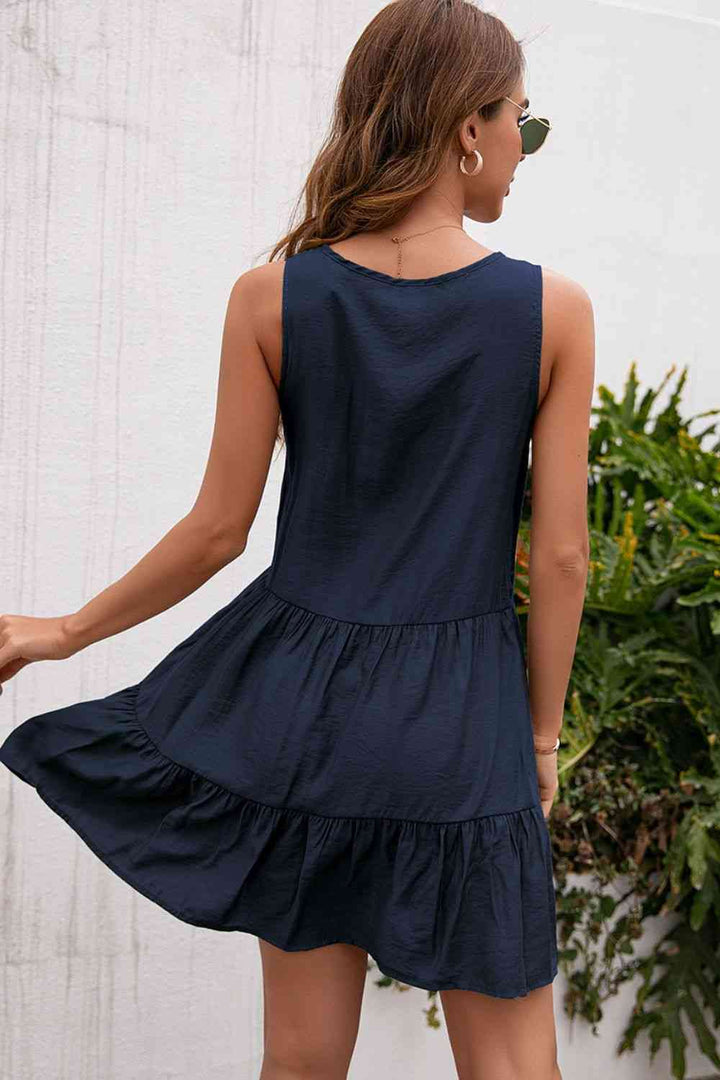 Tassel Tie Lace Trim Sleeveless Dress |1mrk.com