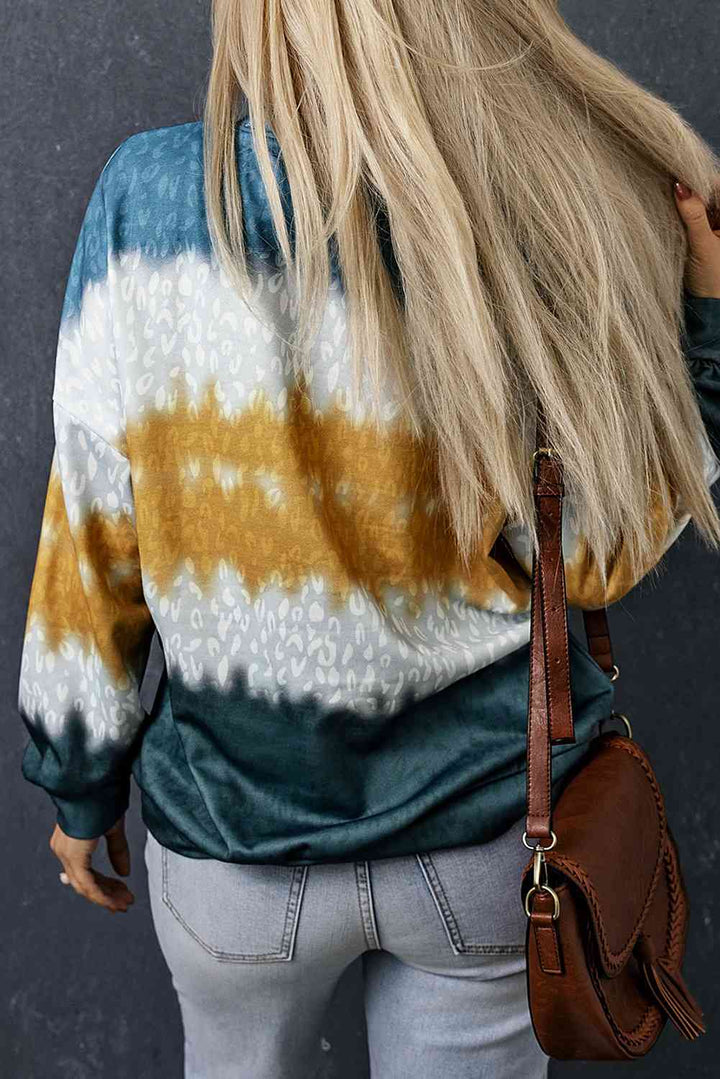 Leopard Tie-Dye Dropped Shoulder Sweatshirt |1mrk.com