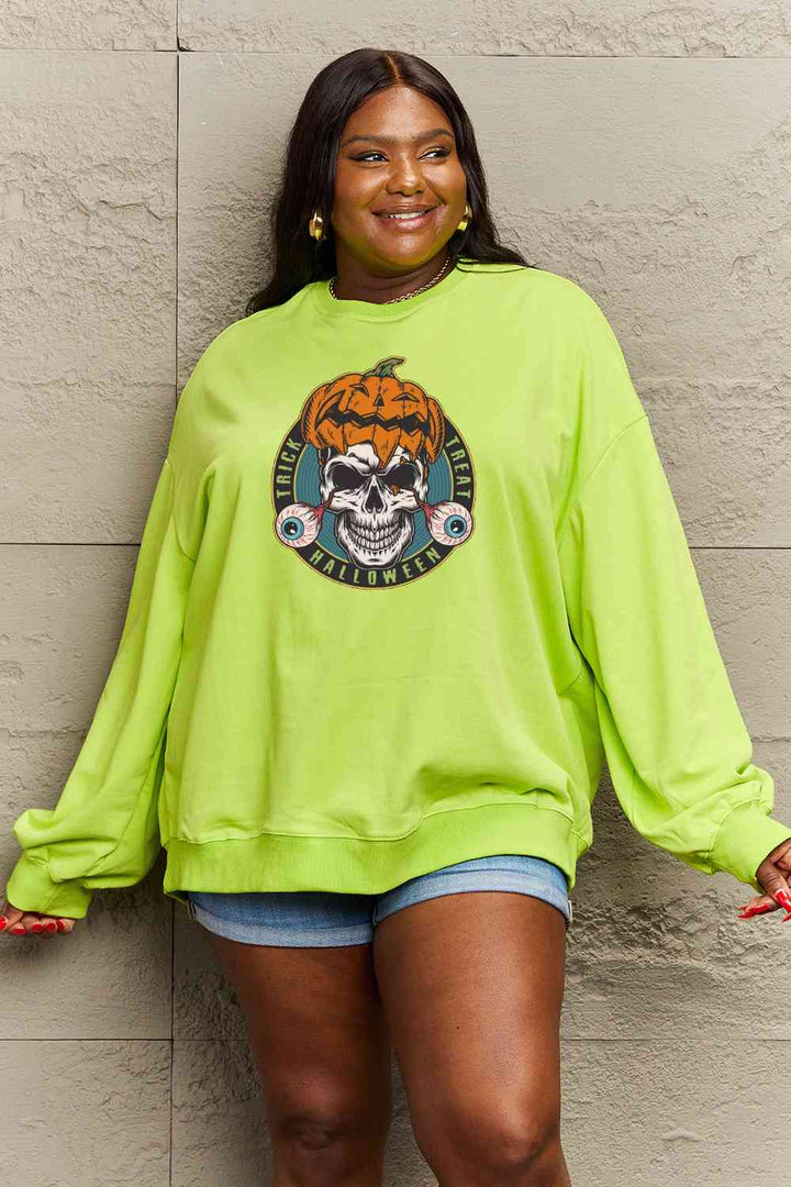 Simply Love Full Size Skull Graphic Sweatshirt |1mrk.com