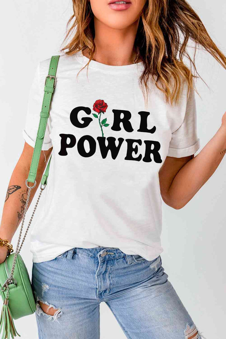 GIRL POWER Rose Graphic Tee Shirt | 1mrk.com