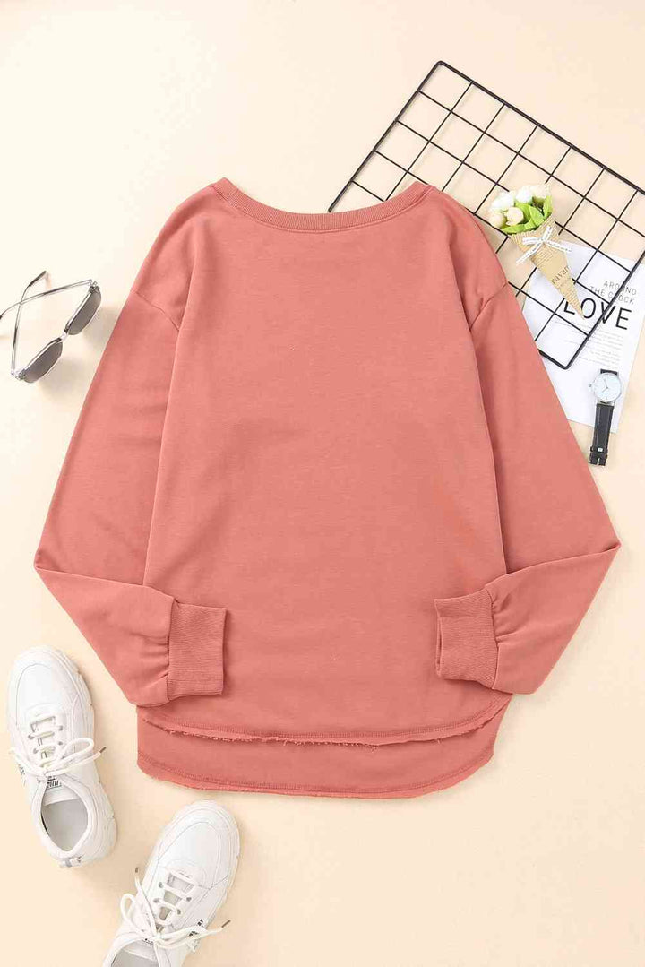 Side Slit Drop Shoulder Sweatshirt |1mrk.com