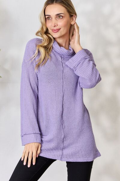 BiBi Exposed Seam Waffle Knit Top | Trendsi