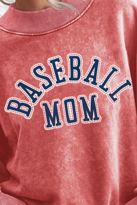 BASEBALL MOM Graphic Drop Shoulder Sweatshirt |1mrk.com