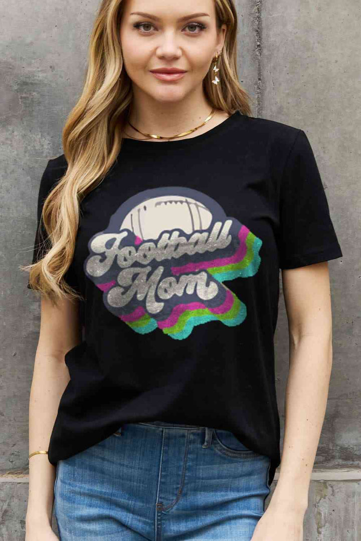 Simply Love Full Size FOOTBALL MOM Graphic Cotton Tee | 1mrk.com