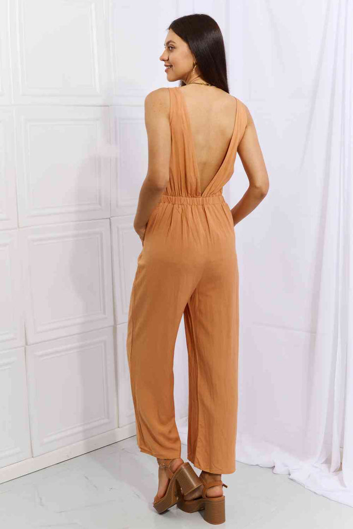 HEYSON Feels Right Cut Out Detail Wide Leg Jumpsuit in Sherbet | 1mrk.com