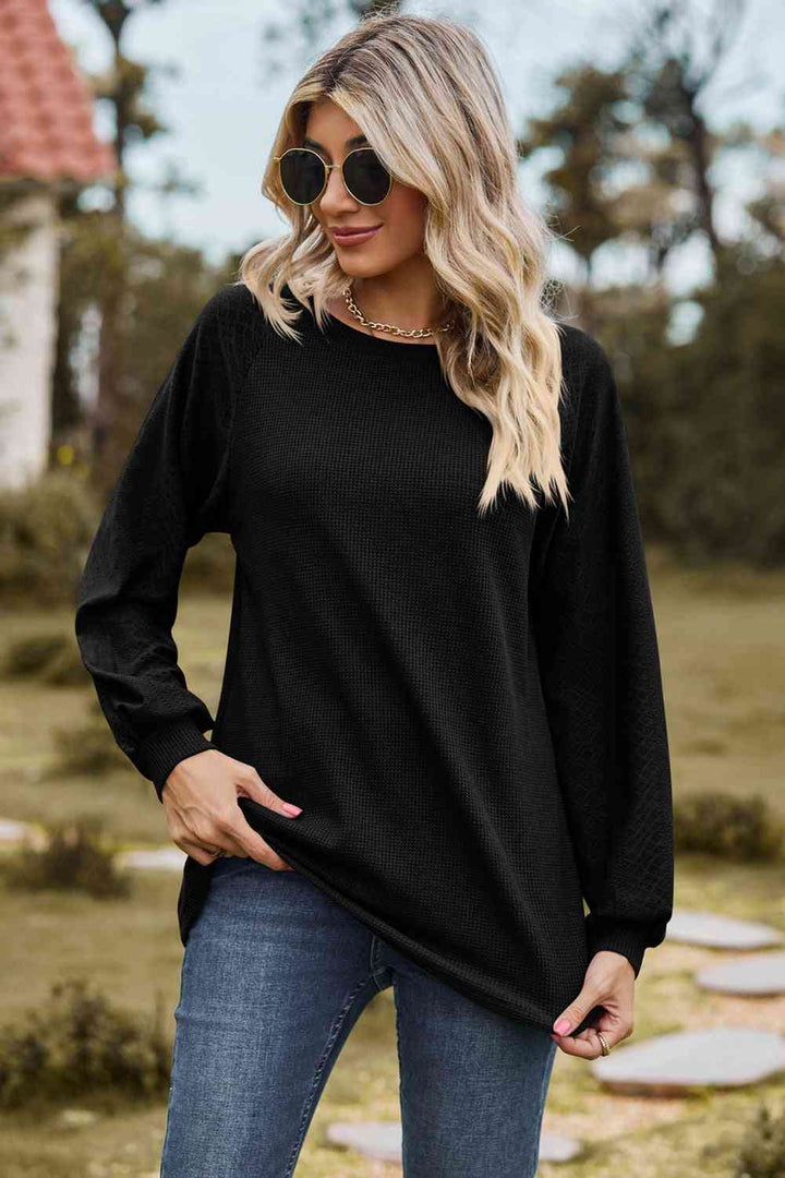 Round Neck Raglan Sleeve Sweatshirt |1mrk.com