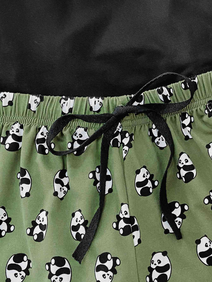 Graphic Tee and Panda Print Shorts Lounge Set | 1mrk.com