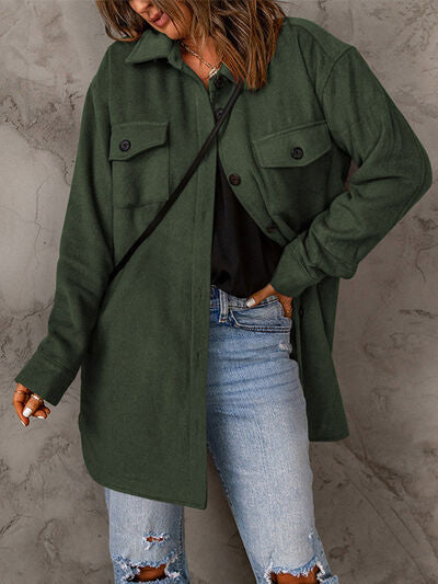 Drop Shoulder Button Down Collared Coat | 1mrk.com