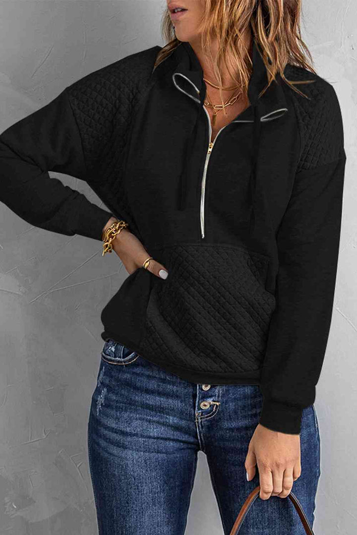 Quilted Half-Zip Sweatshirt with Pocket |1mrk.com