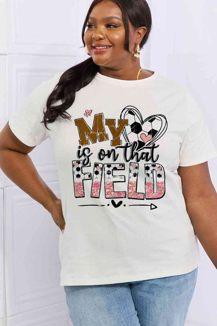 Simply Love Full Size MY HEART IS ON THAT FIELD Graphic Cotton Tee | 1mrk.com