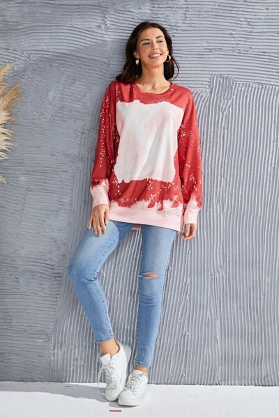 Tie Dye  Round Neck Long Sleeve Sweatshirt |1mrk.com