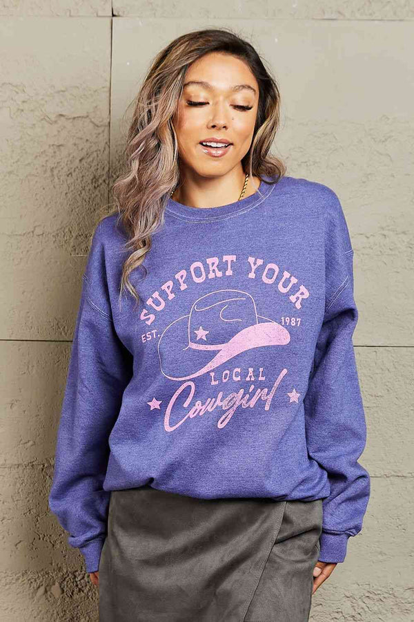 Sweet Claire "Support Your Local Cowgirl" Oversized Crewneck Sweatshirt |1mrk.com