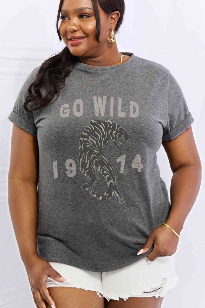 Simply Love Full Size GO WILD 1974 Graphic Cotton Tee | 1mrk.com