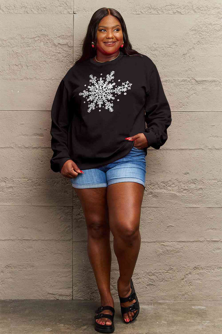 Simply Love Full Size Snowflake Graphic Sweatshirt |1mrk.com