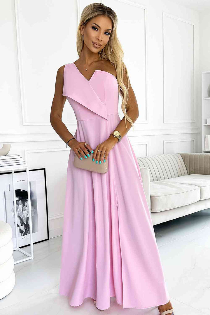 One-Shoulder Sleeveless Maxi Dress | 1mrk.com