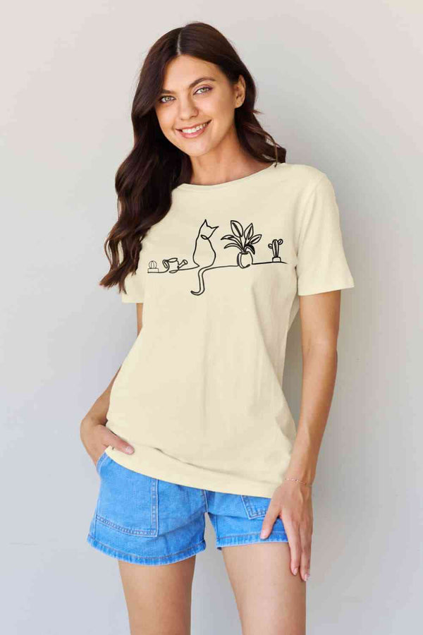 Simply Love Full Size Cat Graphic Cotton Tee | 1mrk.com