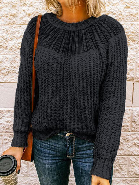 Round Neck Rib-Knit Sweater | 1mrk.com