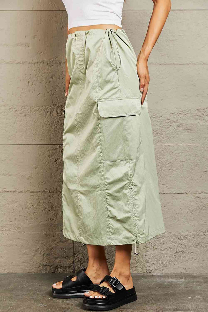 HYFVE Just In Time High Waisted Cargo Midi Skirt |1mrk.com