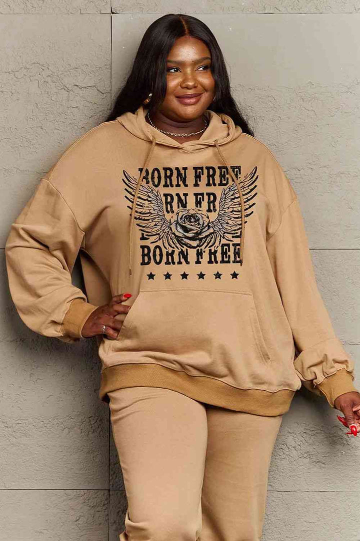Simply Love Simply Love Full Size BORN FREE Graphic Hoodie | 1mrk.com
