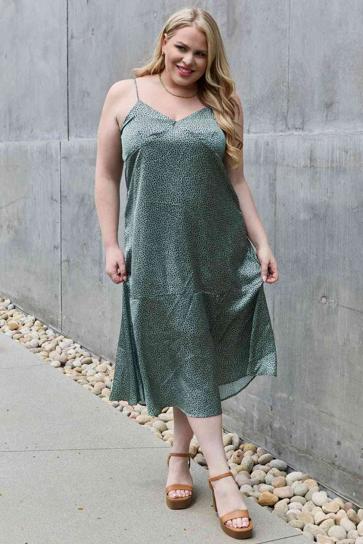 Jade By Jane Wild Thing Full Size Satin Midi Slit Dress | 1mrk.com